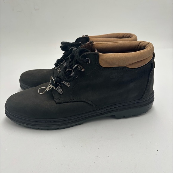 VTG Timberland Women’s 9.5 Black Leather Lace Up Ankle Boots - Picture 2 of 9